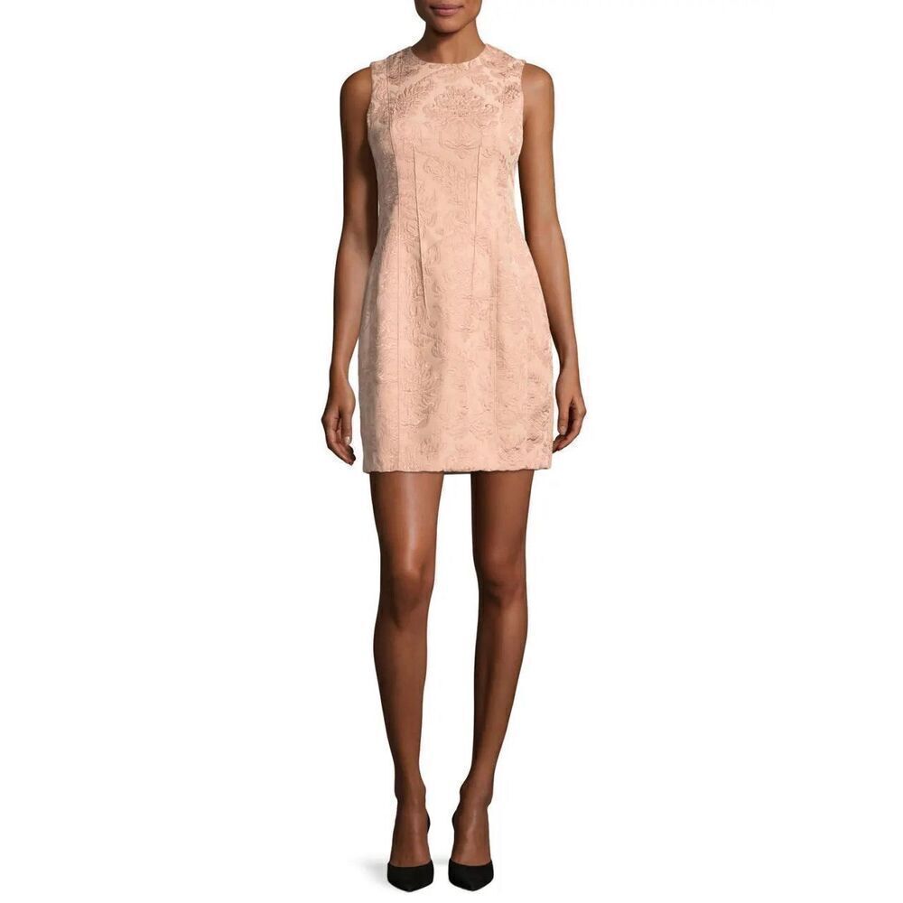 Theory Women’s Blush Pink Baroque Jacquard Sleeveless Hourglass Dress Size 8